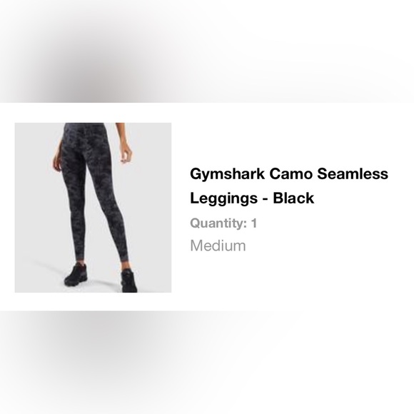 Gymshark Camo Seamless Leggings Black - Size Medium - Picture 3 of 4